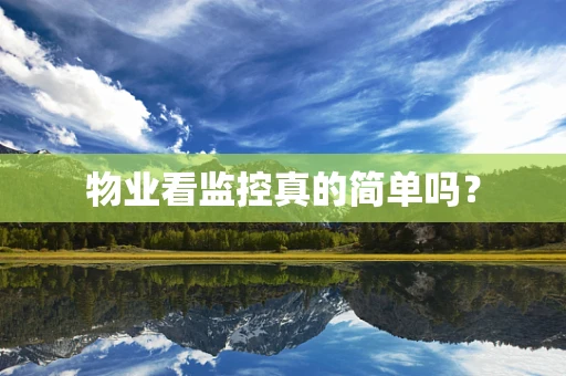 物业看监控真的简单吗？