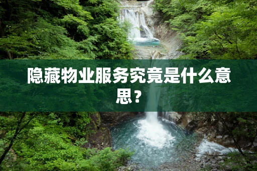 隐藏物业服务究竟是什么意思？