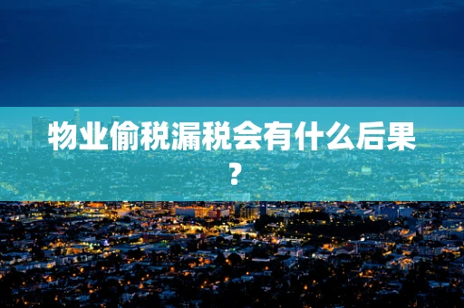 物业偷税漏税会有什么后果？