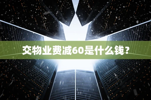 交物业费减60是什么钱？
