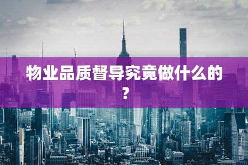 物业品质督导究竟做什么的？