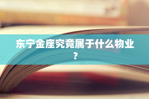 东宁金座究竟属于什么物业？